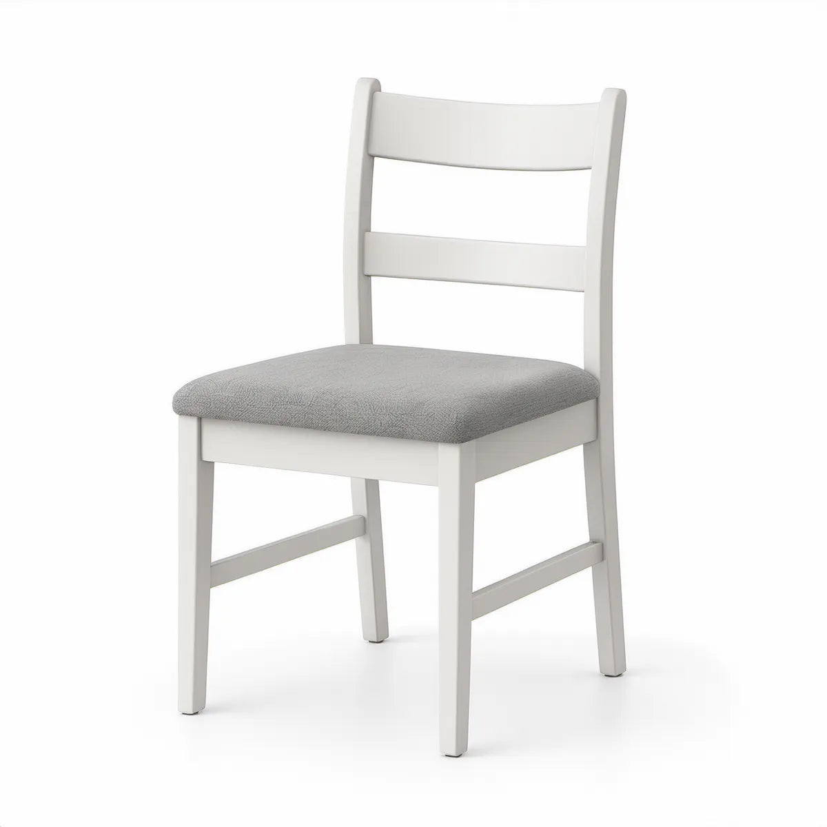 Jídelní židle s čalouněným sedákem 43 × 50 × 95 cm, bílá/šedá, masivní kaučukovníkové dřevo a polyester