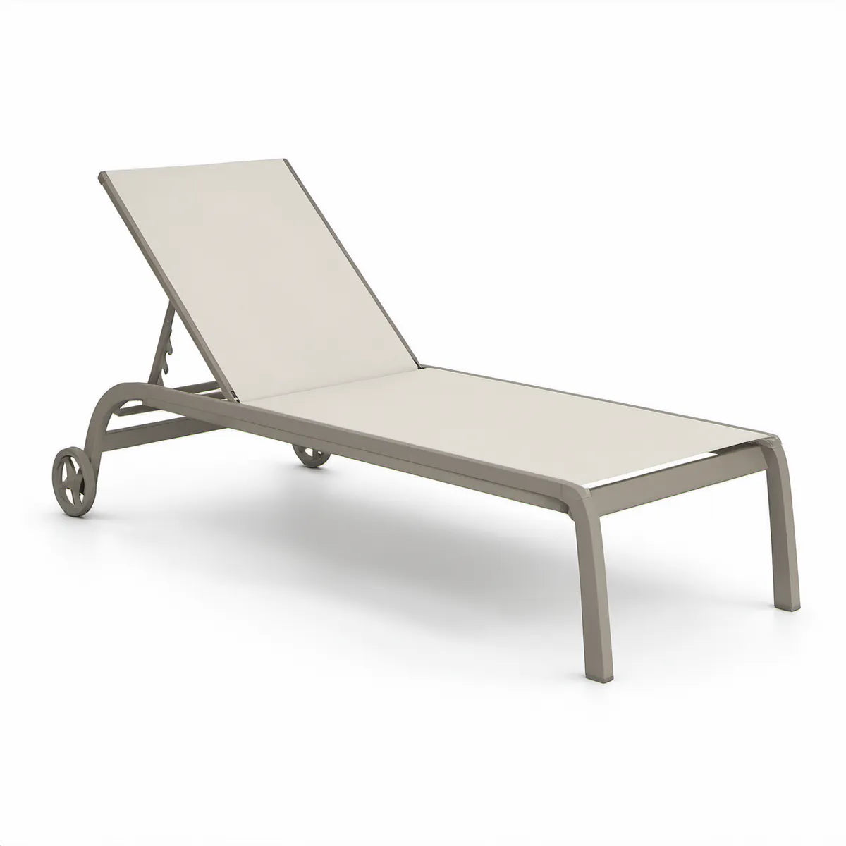 Polohovací zahradní lehátko s kolečky 200 × 65 × 35 cm, hliník a textilen, béžová/taupe